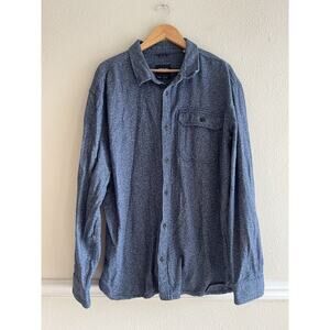 Prana Button Down Flannel Shirt Men’s XXL Blue Organic Cotton Preppy Office Work